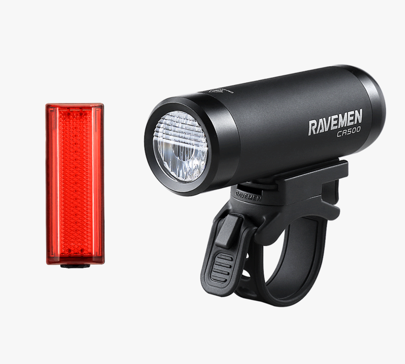 Set světel přední Ravemen CR500 + zadní Ravemen TR20