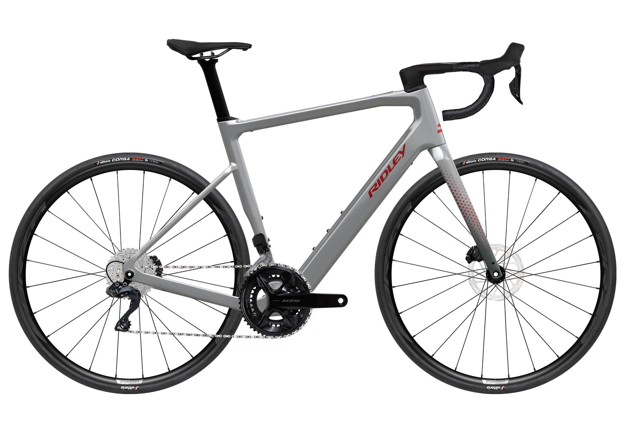 Ridley E-Grifn Shimano 105 Di2 Battleship Grey + Candy Red Metallic
