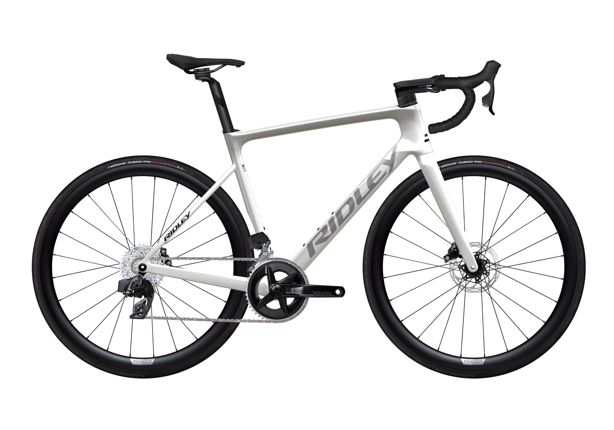 Ridley FALCN Sram Rival AXS, Pearl White + Silver + Black
