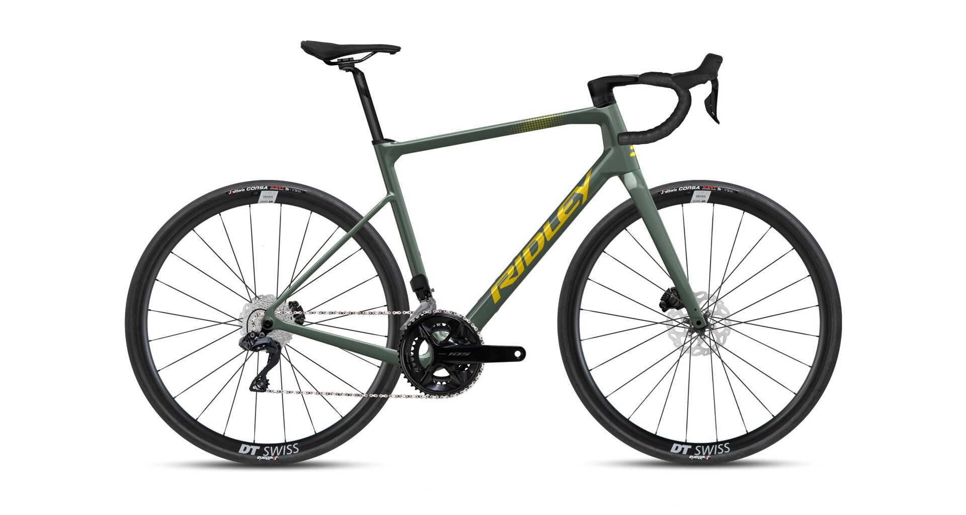 Ridley Grifn Shimano 105 Di2 2x12, Green Smoke + Yellow