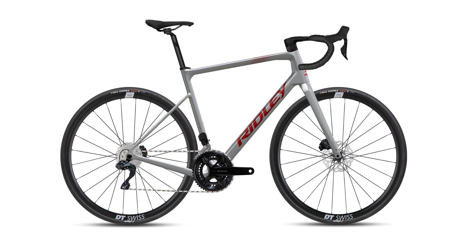 Ridley Grifn Shimano 105 Di2 2x12, Battleship Grey + Candy Red Metallic
