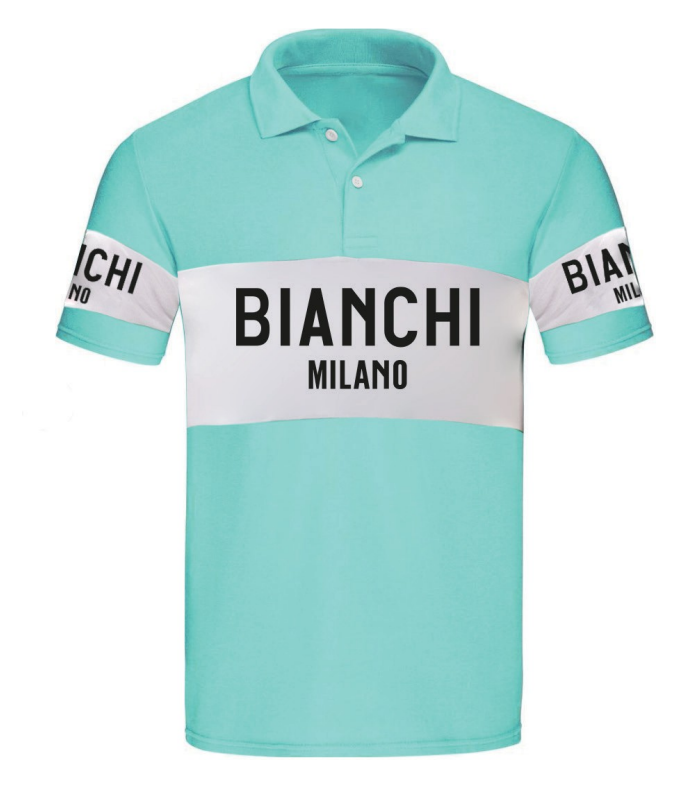 tričko polo Bianchi Milano RETRO - celeste